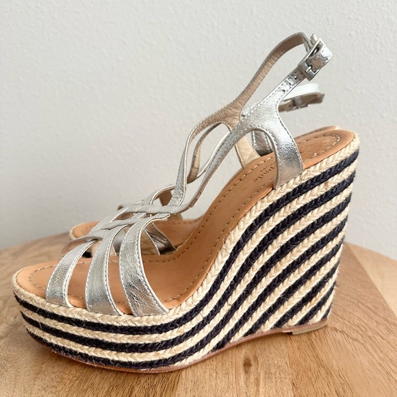 Kate Spade Lindsay Stripe Espadrille Wedges Size 7.5 - Picture 4 of 7